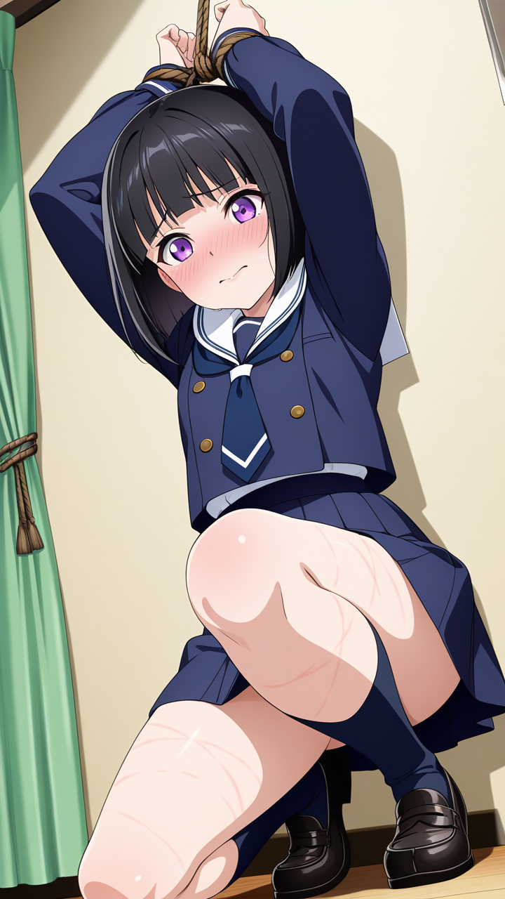 黒髪外ハネボブむっちり小柄 縛り・拘束_アニメエロ画像 AI エロ画像