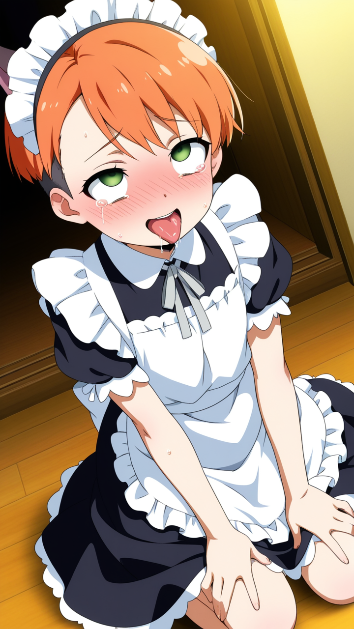 黒青グラデーションショートロリ アヘ顔・イキ顔_アニメエロ画像 AI エロ画像