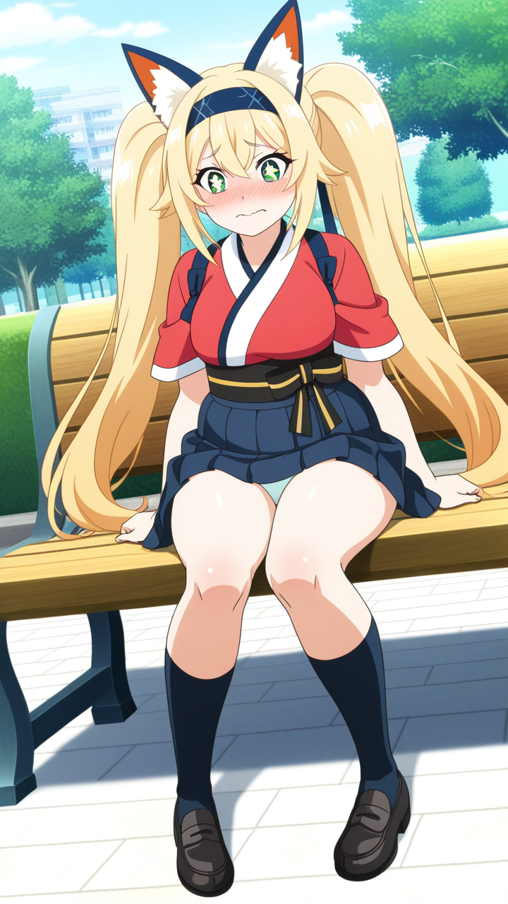 金髪ツインテールむっちり 野外露出_アニメエロ画像 AI エロ画像