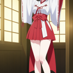 【エロ画像】銀髪外ハネ細身巫女×手縛り・拘束_AI_アニメエロ画像