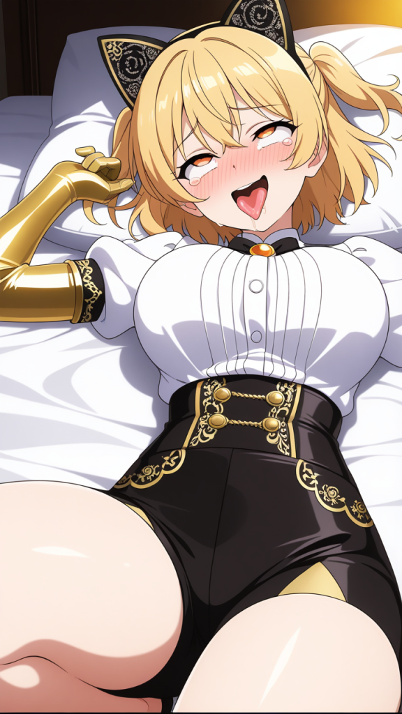 金髪ショート巨乳猫耳 アヘ顔・イキ顔_アニメエロ画像 AI エロ画像