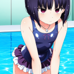 【エロ画像】青髪ボブむっちり×スクール水着_AI_アニメエロ画像