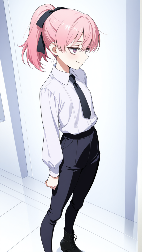 桜色ポニーテール貧乳 貧乳・微乳_アニメエロ画像 AI エロ画像