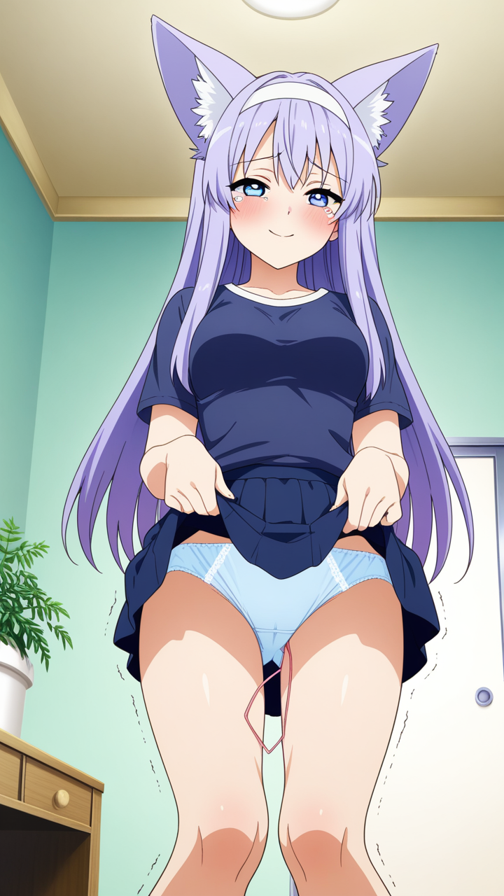 紫髪ロングストレート細身 バイブ責め_アニメエロ画像 AI エロ画像