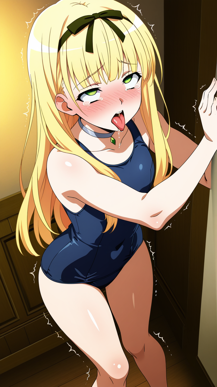 金髪セミロングスポーティー アヘ顔・イキ顔_アニメエロ画像 AI エロ画像