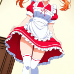 【エロ画像】オレンジロールツインテール巨乳×メイド服_AI_アニメエロ画像