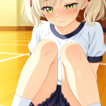 【エロ画像】プラチナ髪ツインテール貧乳×体操服・ブルマ_AI_アニメエロ画像