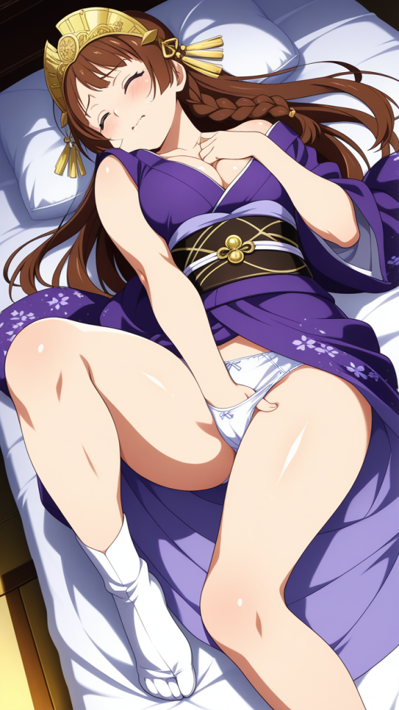 茶髪ロング筋肉質 オナニー・自慰_アニメエロ画像 AI エロ画像