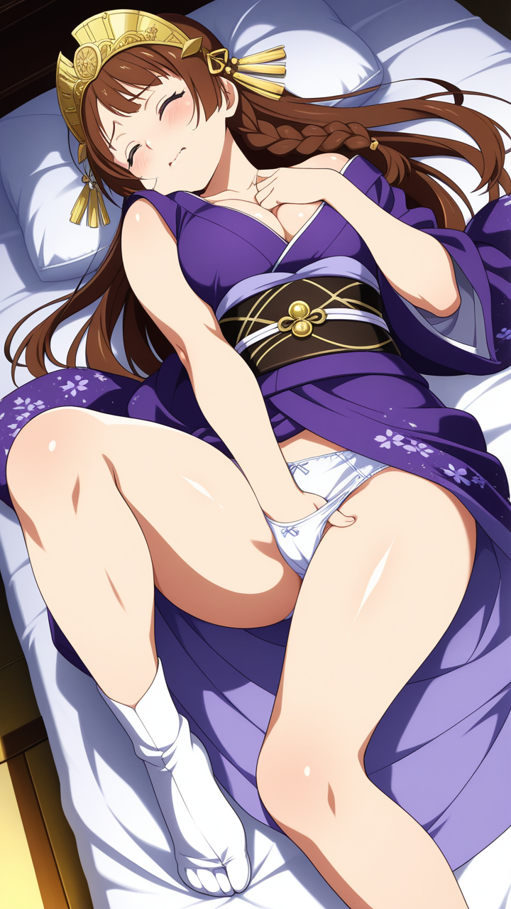 茶髪ロング筋肉質 オナニー・自慰_アニメエロ画像 AI エロ画像
