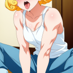 【エロ画像】金髪くせ毛ショート筋肉質×アヘ顔・イキ顔_AI_アニメエロ画像