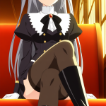 【エロ画像】グレーロング長身スレンダー×ニーソ・絶対領域_AI_アニメエロ画像