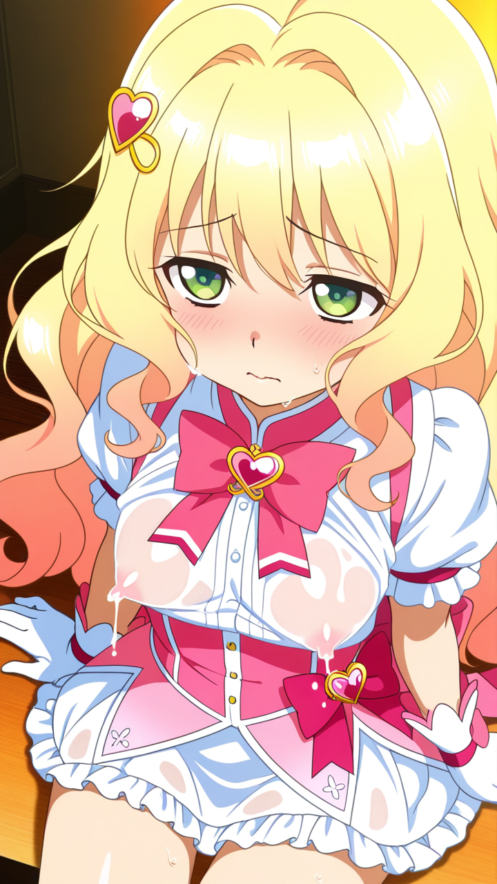 グラデーション金ピンクウェーブ 授乳・母乳_アニメエロ画像 AI エロ画像