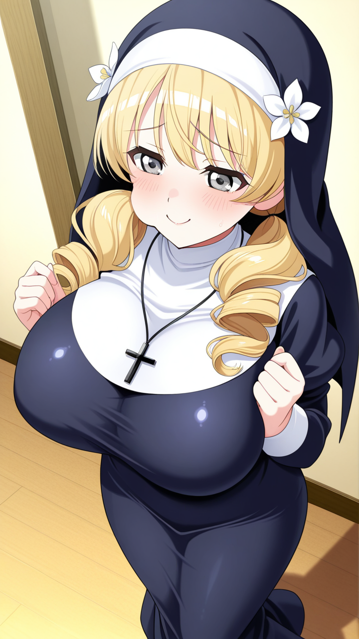 ピンク髪ツインテールグラマラス 巨乳・爆乳_アニメエロ画像 AI エロ画像