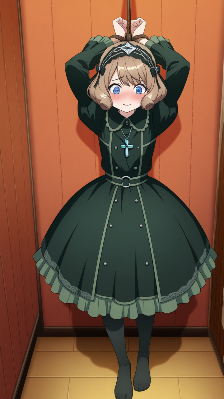 茶髪ショート細身ゴシック 縛り・拘束_アニメエロ画像 AI エロ画像