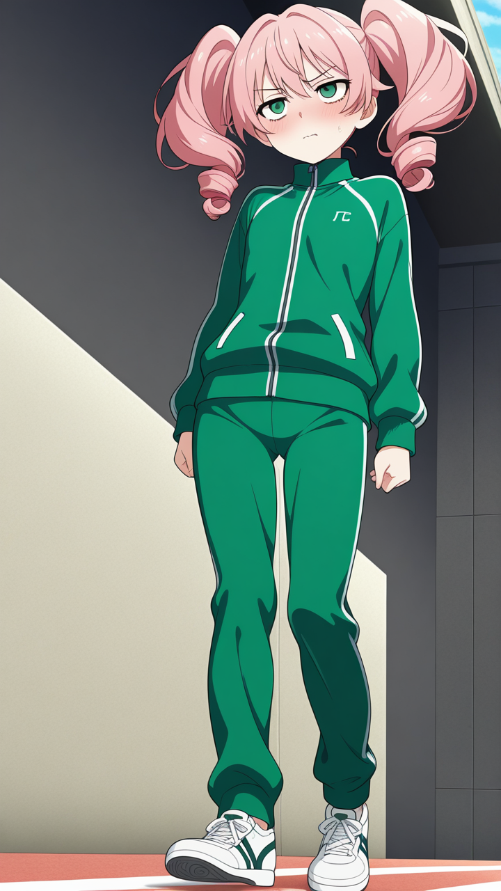 ピンク髪ツインテール細身 貧乳・微乳_アニメエロ画像 AI エロ画像