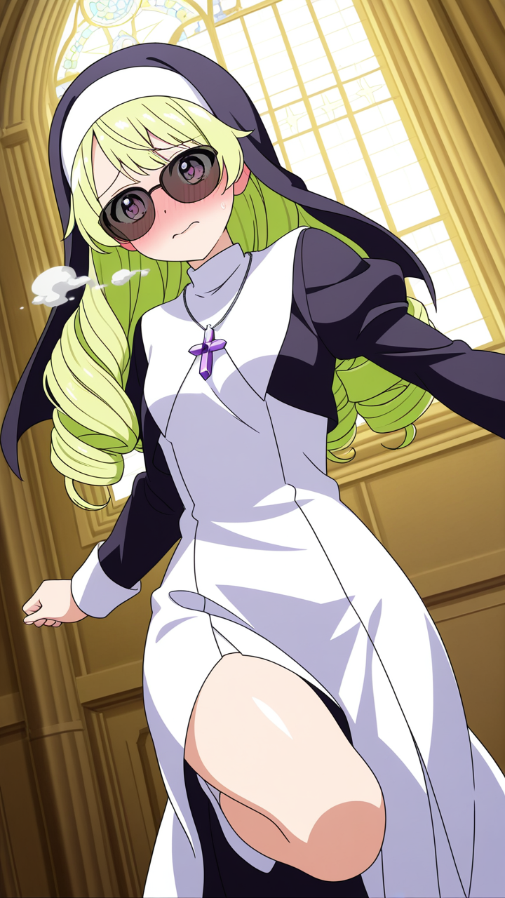 ライム色ハーフアップスレンダー 美少女エロ_アニメエロ画像 AI エロ画像