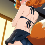 【エロ画像】茶髪サイドテールロリ体型×バック・後背位_AI_アニメエロ画像