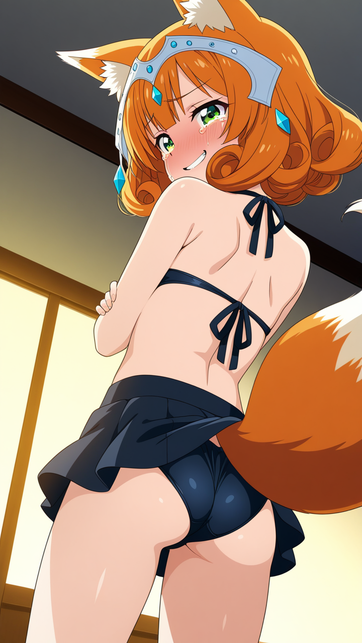 茶髪サイドテールロリ体型 バック・後背位_アニメエロ画像 AI エロ画像