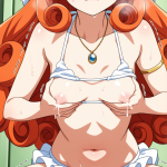 【エロ画像】オレンジハーフアップ貧乳小柄×母乳・ミルク_AI_アニメエロ画像