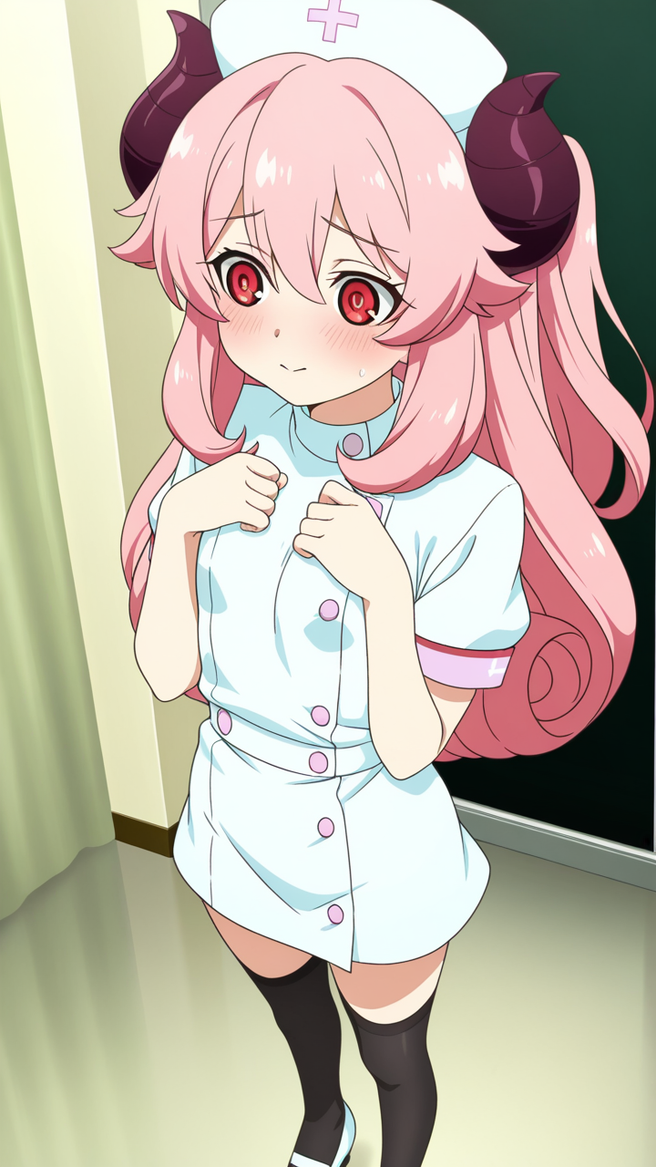 ピンク髪ハーフアップ長身貧乳 貧乳・微乳_アニメエロ画像 AI エロ画像