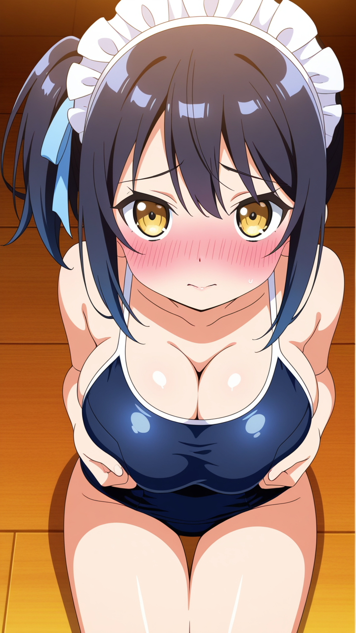 黒青グラデポニーロリ パイズリ_アニメエロ画像 AI エロ画像