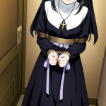 【エロ画像】黒髪ロング細身修道女×縛り・拘束_AI_アニメエロ画像