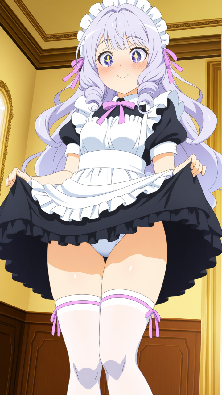 マゼンタセミロング柔らかい体型 メイド服_アニメエロ画像 AI エロ画像