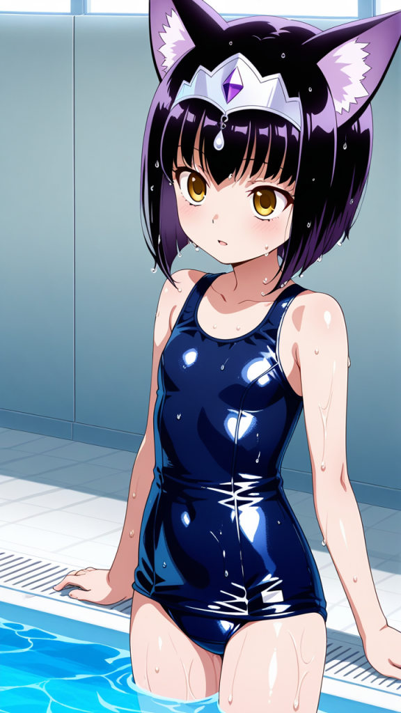 マゼンタボブロリ体型 スクール水着_アニメエロ画像 AI エロ画像