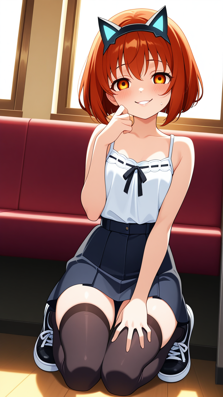 白髪ボブ内巻きむっちり ニーソ・絶対領域_アニメエロ画像 AI エロ画像