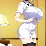 【エロ画像】プラチナ髪お団子貧乳小柄×巨乳・爆乳_AI_アニメエロ画像