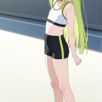 【エロ画像】ライム髪ロングロリ体型×貧乳・微乳_AI_アニメエロ画像