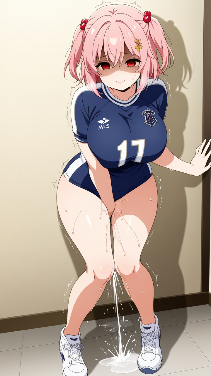 桜色髪内巻きグラマラス 潮吹き_アニメエロ画像 AI エロ画像