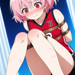 【エロ画像】ピンク髪サイドテール貧乳長身×縛り・拘束_AI_アニメエロ画像