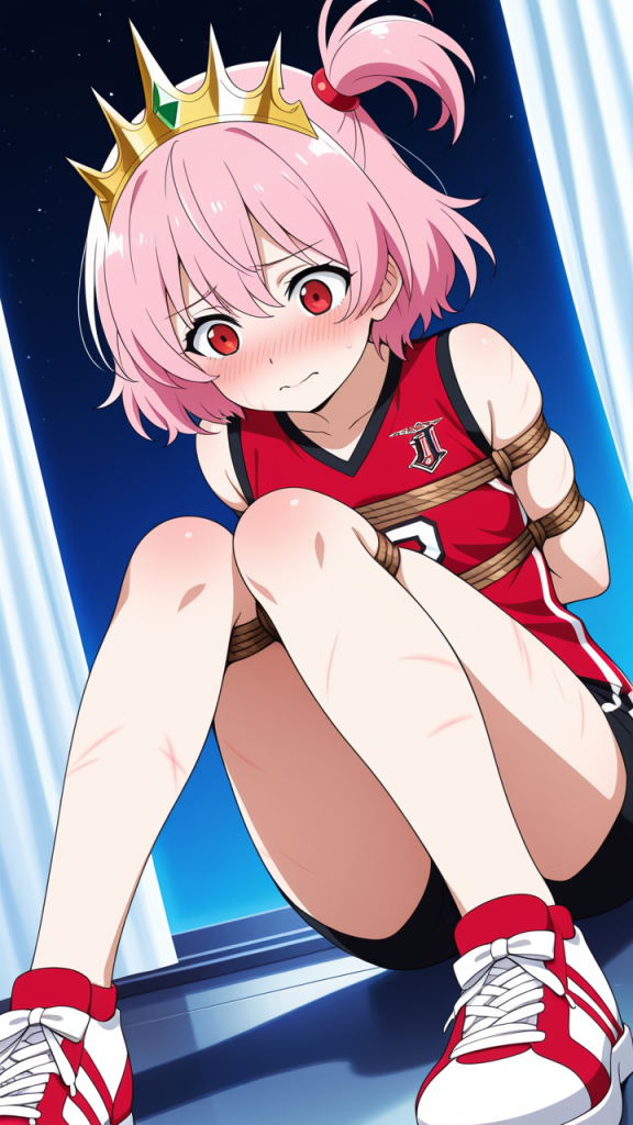 ピンク髪サイドテール貧乳長身 縛り・拘束_アニメエロ画像 AI エロ画像