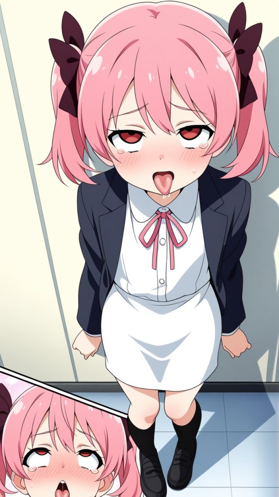 桜色ロールツインテール小柄 アヘ顔・イキ顔_アニメエロ画像 AI エロ画像