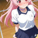 【エロ画像】桜色お団子スレンダー美女×体操服・ブルマ_AI_アニメエロ画像