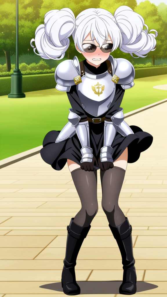 白髪ツインテールスレンダー 野外露出_アニメエロ画像 AI エロ画像