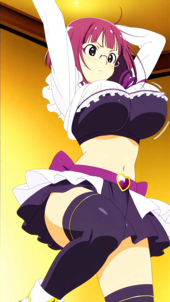 マゼンタ外ハネボブ筋肉質 巨乳・爆乳_アニメエロ画像 AI エロ画像