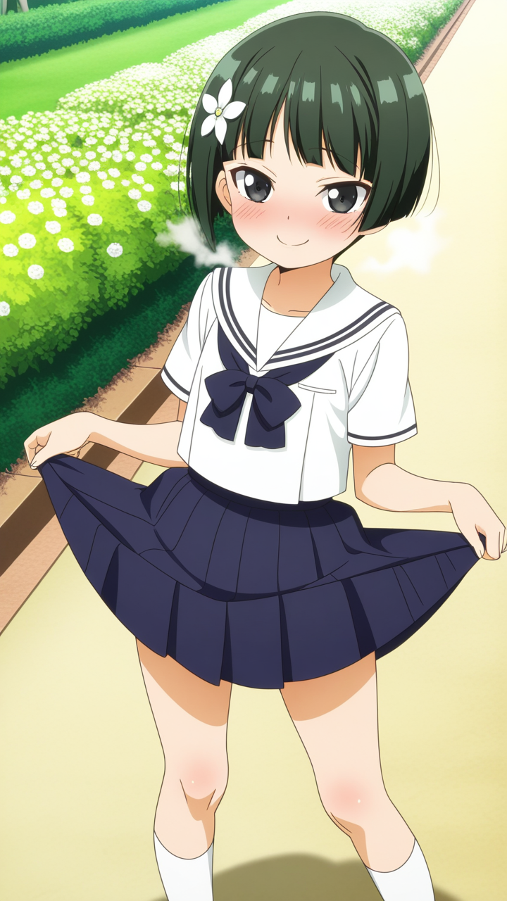 緑髪刈り上げショートロリ 美少女エロ_アニメエロ画像 AI エロ画像