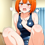 【エロ画像】オレンジボブグラマラス×おしっこ・放尿_AI_アニメエロ画像