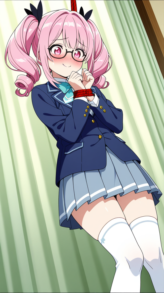 水色ツインテールむっちり 手縛り・拘束_アニメエロ画像 AI エロ画像