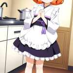 【エロ画像】オレンジサイドテールロリ浴衣×メイド服_AI_アニメエロ画像