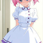 【エロ画像】黒青グラデーションツインおさげ×ナース服_AI_アニメエロ画像