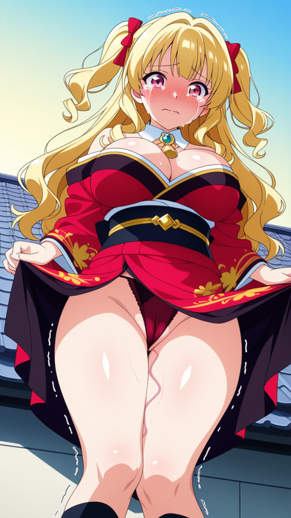 ピンク金グラデーションウェーブ バイブ責め_アニメエロ画像 AI エロ画像