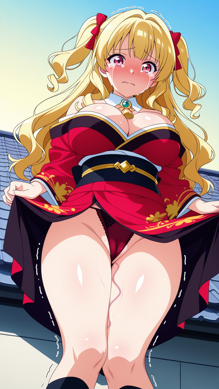 ピンク金グラデーションウェーブ バイブ責め_アニメエロ画像 AI エロ画像