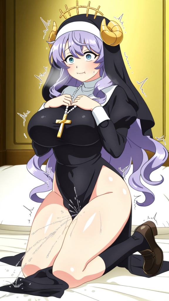 紫髪セミロング巨乳 潮吹き_アニメエロ画像 AI エロ画像