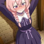 【エロ画像】ピンク髪ツインおさげ長身×縛り・拘束_AI_アニメエロ画像