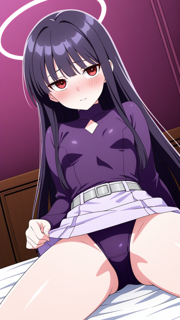 ピンク髪ロング貧乳小柄 くぱぁ・大開脚_アニメエロ画像 AI エロ画像