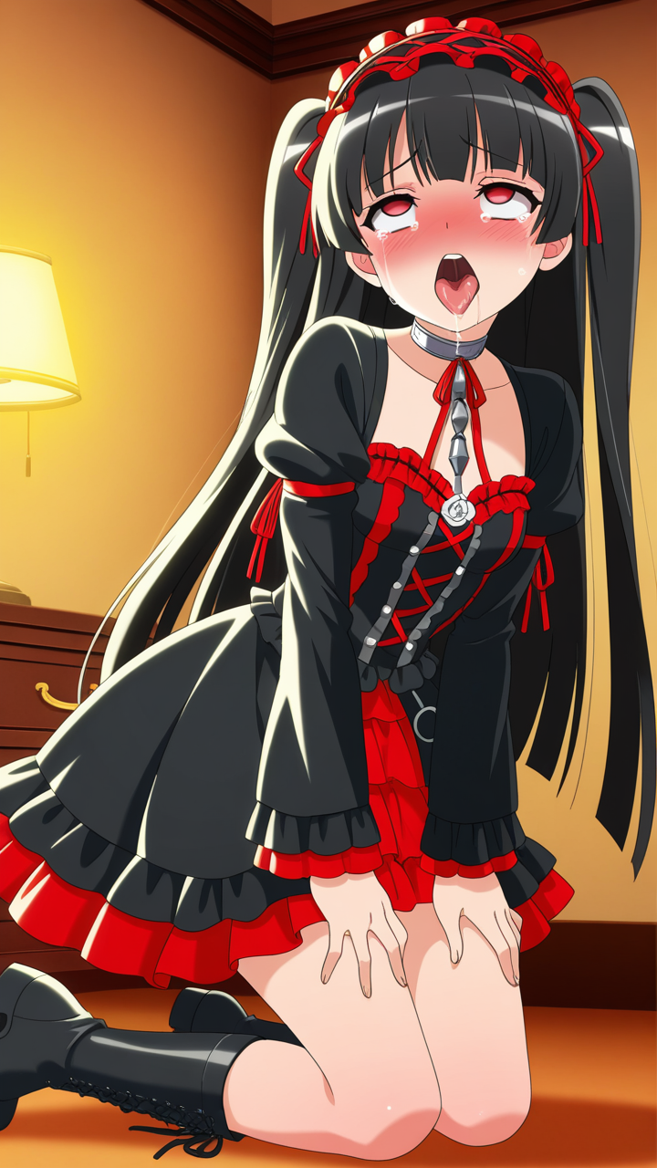 水色髪ロング貧乳 アヘ顔・イキ顔_アニメエロ画像 AI エロ画像