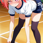 【エロ画像】ピンク髪サイドテール細身×体操服・ブルマ_AI_アニメエロ画像